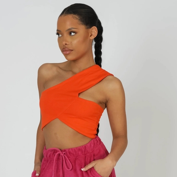 Asymmetric Orange Bralette Crop Top NWT🌺 - Picture 3 of 3
